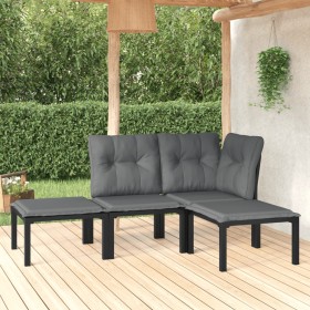 Gartenmöbel-Set 4-teilig aus schwarzem und grauem synthetischem Rattan von vidaXL, Gartensets - Ref: Foro24-3187741, Preis: 1...