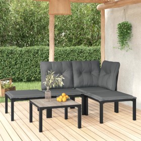 Gartenmöbel-Set 5-teilig aus schwarzem und grauem synthetischem Rattan von vidaXL, Gartensets - Ref: Foro24-3187742, Preis: 1...