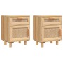 Bedside tables 2 pcs solid pine wood brown natural rattan by vidaXL, Nightstands - Ref: Foro24-345611, Price: 124,59 €, Disco...