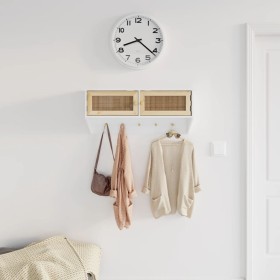 White plywood and natural rattan wall coat rack by vidaXL, Shelves and shelves - Ref: Foro24-345651, Price: 66,24 €, Discount: %