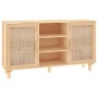 Braunes Sideboard aus massivem Kiefernholz und natürlichem Rattan, 105 x 30 x 60 cm von vidaXL, Sideboards - Ref: Foro24-3456...