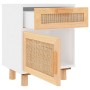 Mesita de noche madera maciza pino blanca y ratán natural de vidaXL, Mesitas de noche - Ref: Foro24-345606, Precio: 73,45 €, ...