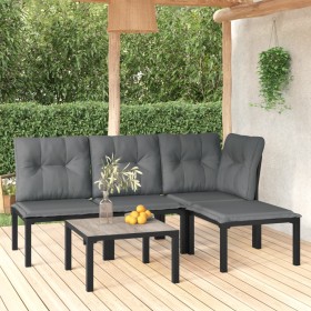 Gartenmöbel-Set 5-teilig aus schwarzem und grauem synthetischem Rattan von vidaXL, Gartensets - Ref: Foro24-3187744, Preis: 2...