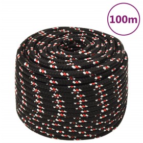 Black 12 mm 100 m polypropylene boat rope by vidaXL, Ropes and metal cords - Ref: Foro24-152354, Price: 53,87 €, Discount: %