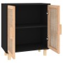 Aparador negro madera pino maciza y ratán natural 60x30x70 cm de vidaXL, Aparadores - Ref: Foro24-345631, Precio: 126,14 €, D...