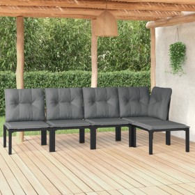 Gartenmöbel-Set 5-teilig aus schwarzem und grauem synthetischem Rattan von vidaXL, Gartensets - Ref: Foro24-3187745, Preis: 2...