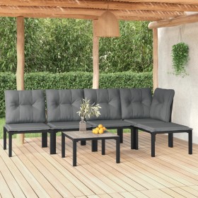 Gartenmöbel-Set 6-teilig aus schwarzem und grauem synthetischem Rattan von vidaXL, Gartensets - Ref: Foro24-3187746, Preis: 2...