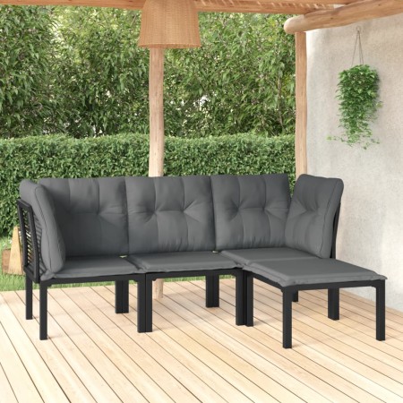 Gartenmöbel-Set 4-teilig aus schwarzem und grauem synthetischem Rattan von vidaXL, Gartensets - Ref: Foro24-3187747, Preis: 1...