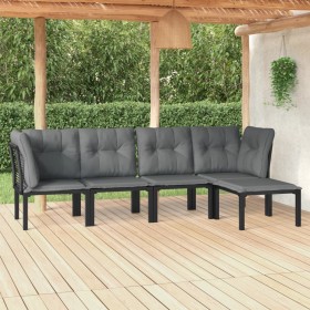 Gartenmöbel-Set 5-teilig aus schwarzem und grauem synthetischem Rattan von vidaXL, Gartensets - Ref: Foro24-3187749, Preis: 2...