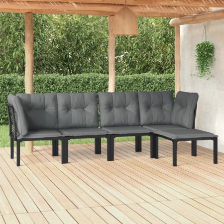 Gartenmöbel-Set 5-teilig aus schwarzem und grauem synthetischem Rattan von vidaXL, Gartensets - Ref: Foro24-3187749, Preis: 2...