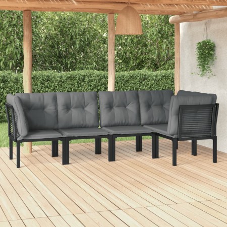 Gartenmöbel-Set 5-teilig aus schwarzem und grauem synthetischem Rattan von vidaXL, Gartensets - Ref: Foro24-3187753, Preis: 2...