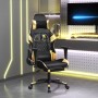 Silla gaming masaje y reposapiés cuero sintético negro dorado de vidaXL, Sillones para videojuegos - Ref: Foro24-345524, Prec...