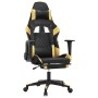 Gaming chair with massage and footrest black gold synthetic leather by vidaXL, Gaming chairs - Ref: Foro24-345524, Price: 146...