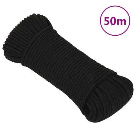 Black polyester work rope 3 mm 50 m by vidaXL, Ropes and metal cords - Ref: Foro24-152798, Price: 10,55 €, Discount: %