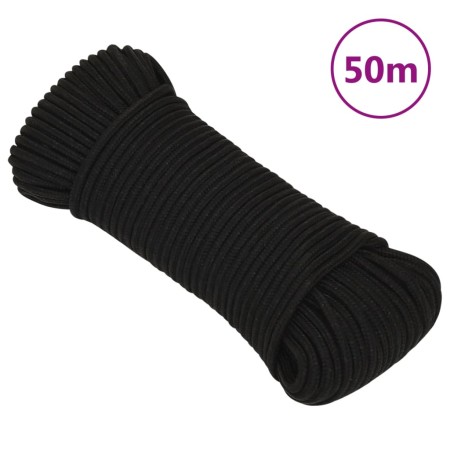 Cuerda de trabajo poliéster negro 4 mm 50 m de vidaXL, Sogas y cuerdas metálicas - Ref: Foro24-152803, Precio: 10,93 €, Descu...