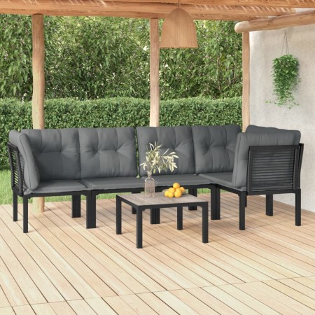 Gartenmöbel-Set 6-teilig aus schwarzem und grauem synthetischem Rattan von vidaXL, Gartensets - Ref: Foro24-3187754, Preis: 3...