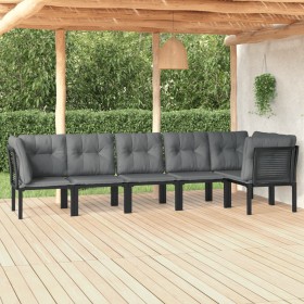 Gartenmöbel-Set 6-teilig aus schwarzem und grauem synthetischem Rattan von vidaXL, Gartensets - Ref: Foro24-3187755, Preis: 3...