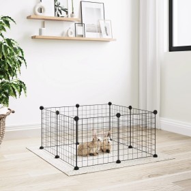 Pet cage with 8 panels black steel 35x35cm by vidaXL, Cages and habitats for small animals - Ref: Foro24-171621, Price: 22,94...