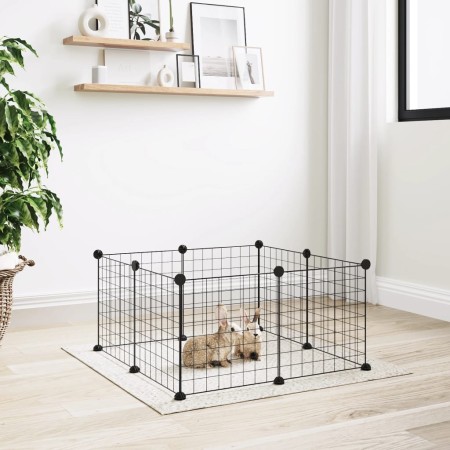 Pet cage with 8 panels black steel 35x35cm by vidaXL, Cages and habitats for small animals - Ref: Foro24-171621, Price: 25,99...