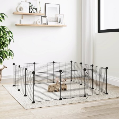 Pet cage with 12 panels black steel door 35x35cm by vidaXL, Cages and habitats for small animals - Ref: Foro24-171626, Price:...