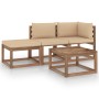 4-piece pallet garden set with impregnated pine wood cushions by vidaXL, Garden sets - Ref: Foro24-3067323, Price: 259,30 €, ...