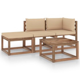 4-piece pallet garden set with impregnated pine wood cushions by vidaXL, Garden sets - Ref: Foro24-3067323, Price: 266,10 €, ...