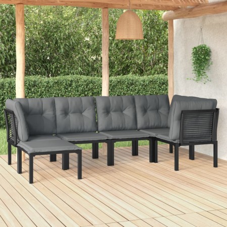 Gartenmöbel-Set 6-teilig aus schwarzem und grauem synthetischem Rattan von vidaXL, Gartensets - Ref: Foro24-3187758, Preis: 2...