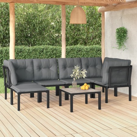 Gartenmöbel-Set 7-teilig aus schwarzem und grauem synthetischem Rattan von vidaXL, Gartensets - Ref: Foro24-3187759, Preis: 3...