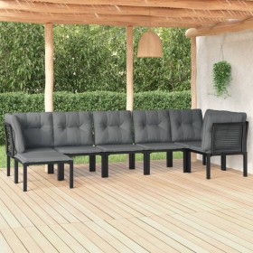 Gartenmöbel-Set 7-teilig aus schwarzem und grauem synthetischem Rattan von vidaXL, Gartensets - Ref: Foro24-3187760, Preis: 3...