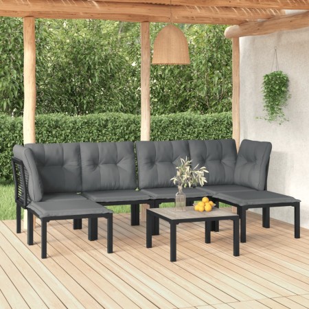 Gartenmöbel-Set 7-teilig aus schwarzem und grauem synthetischem Rattan von vidaXL, Gartensets - Ref: Foro24-3187763, Preis: 2...