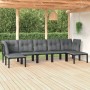 Gartenmöbel-Set 7-teilig aus schwarzem und grauem synthetischem Rattan von vidaXL, Gartensets - Ref: Foro24-3187764, Preis: 2...