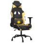 Silla gaming masaje y reposapiés cuero sintético negro dorado de vidaXL, Sillones para videojuegos - Ref: Foro24-345413, Prec...