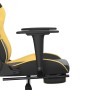 Gaming-Massagesessel und Fußstütze aus schwarzem und goldenem Kunstleder von vidaXL, Gaming-Stühle - Ref: Foro24-345413, Prei...