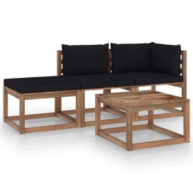 4-piece pallet garden set with impregnated pine wood cushions by vidaXL, Garden sets - Ref: Foro24-3067327, Price: 254,84 €, ...