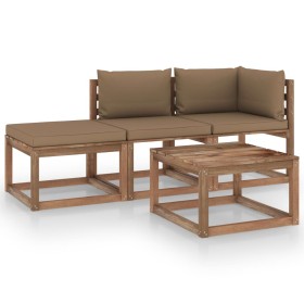 4-piece pallet garden set with impregnated pine wood cushions by vidaXL, Garden sets - Ref: Foro24-3067328, Price: 220,99 €, ...