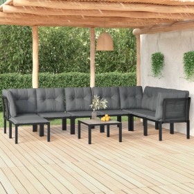 Gartenmöbel-Set 9-teilig aus schwarzem und grauem synthetischem Rattan von vidaXL, Gartensets - Ref: Foro24-3187767, Preis: 4...