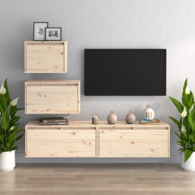 TV furniture 4 pieces solid pine wood by vidaXL, TV Furniture - Ref: Foro24-3100144, Price: 202,70 €, Discount: %