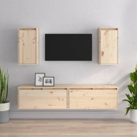 TV furniture 4 pieces solid pine wood by vidaXL, TV Furniture - Ref: Foro24-3100169, Price: 204,99 €, Discount: %