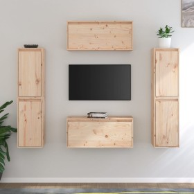 TV-Möbel 6-teilig aus massivem Kiefernholz von vidaXL, TV-Möbel - Ref: Foro24-3100264, Preis: 301,99 €, Rabatt: %