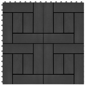 WPC porch tiles 30x30 cm 2 m² black 22 units by vidaXL, Floors and carpets - Ref: Foro24-277803, Price: 109,99 €, Discount: %