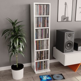 Glossy white plywood CD shelf 21x20x88cm by vidaXL, CD and DVD storage - Ref: Foro24-800357, Price: 30,38 €, Discount: %