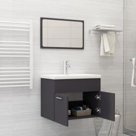 Gray chipboard bathroom furniture set by vidaXL, Bathroom furniture - Ref: Foro24-3070867, Price: 179,23 €, Discount: %