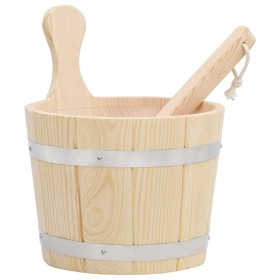 Set de cubeta y cucharón para sauna madera maciza de pino de vidaXL, Accesorios de sauna - Ref: Foro24-51692, Precio: 64,49 €...