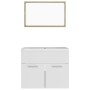 White chipboard and Sonoma oak bathroom furniture set by vidaXL, Bathroom furniture - Ref: Foro24-3070870, Price: 166,41 €, D...