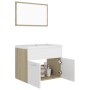 White chipboard and Sonoma oak bathroom furniture set by vidaXL, Bathroom furniture - Ref: Foro24-3070870, Price: 166,41 €, D...