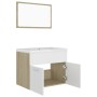 White chipboard and Sonoma oak bathroom furniture set by vidaXL, Bathroom furniture - Ref: Foro24-3070870, Price: 166,41 €, D...