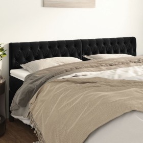 Headboards 2 units of black velvet 90x7x78/88 cm by vidaXL, Headboards and footboards - Ref: Foro24-346378, Price: 83,73 €, D...