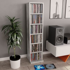 Concrete gray plywood CD shelf 21x20x88cm by vidaXL, CD and DVD storage - Ref: Foro24-800355, Price: 32,95 €, Discount: %