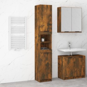 Armario de baño madera ingeniería roble ahumado 32x34x188,5 cm de vidaXL, Taquillas y armarios de almacenamiento - Ref: Foro2...