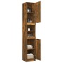 Smoked oak engineered wood bathroom cabinet 32x34x188.5 cm by vidaXL, Lockers and storage cabinets - Ref: Foro24-817069, Pric...